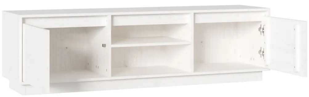 Móvel de TV 140x35x40 cm madeira de pinho maciça branco