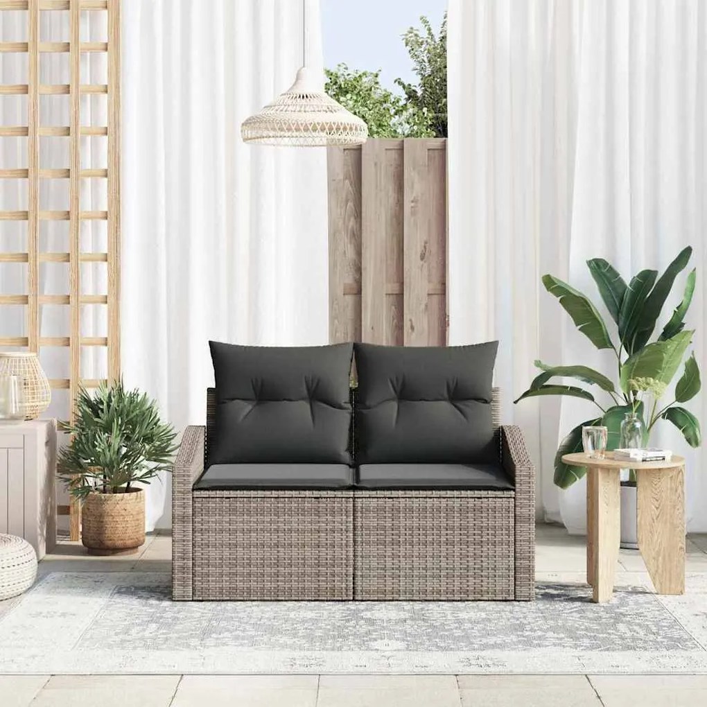 Sofá de Jardim 2 Lugares vidaXL com Armazenamento e Almofadas Cinza Ra
