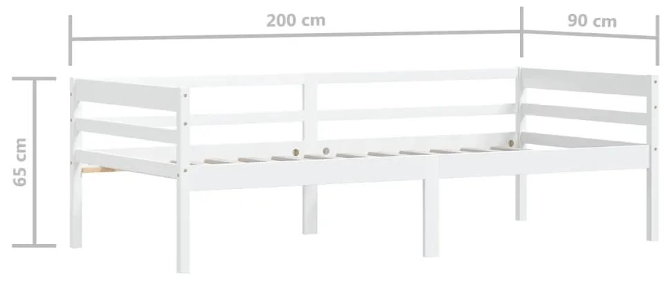 Estrutura de cama em pinho maciço 90x200 cm branco