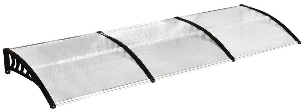 Outsunny Cobertura telhado para portas janelas toldo Terraços de policarbonato de 5mm Transparente Proteção contra chuva e sol 90x295x25cm