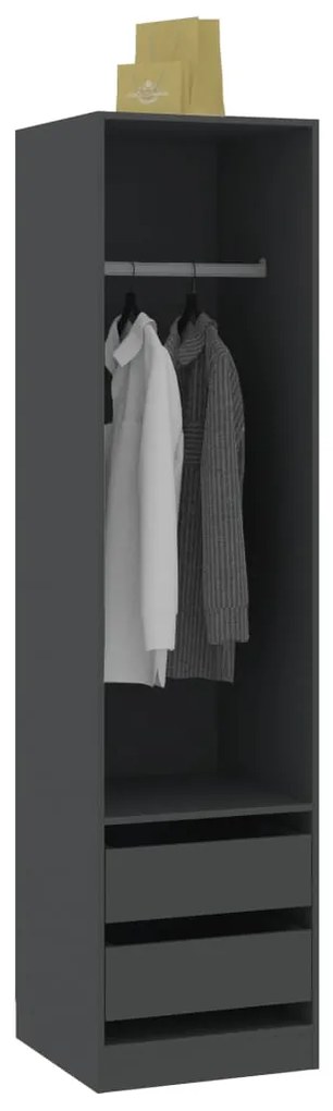 Roupeiro com gavetas 50x50x200 cm contraplacado cinzento