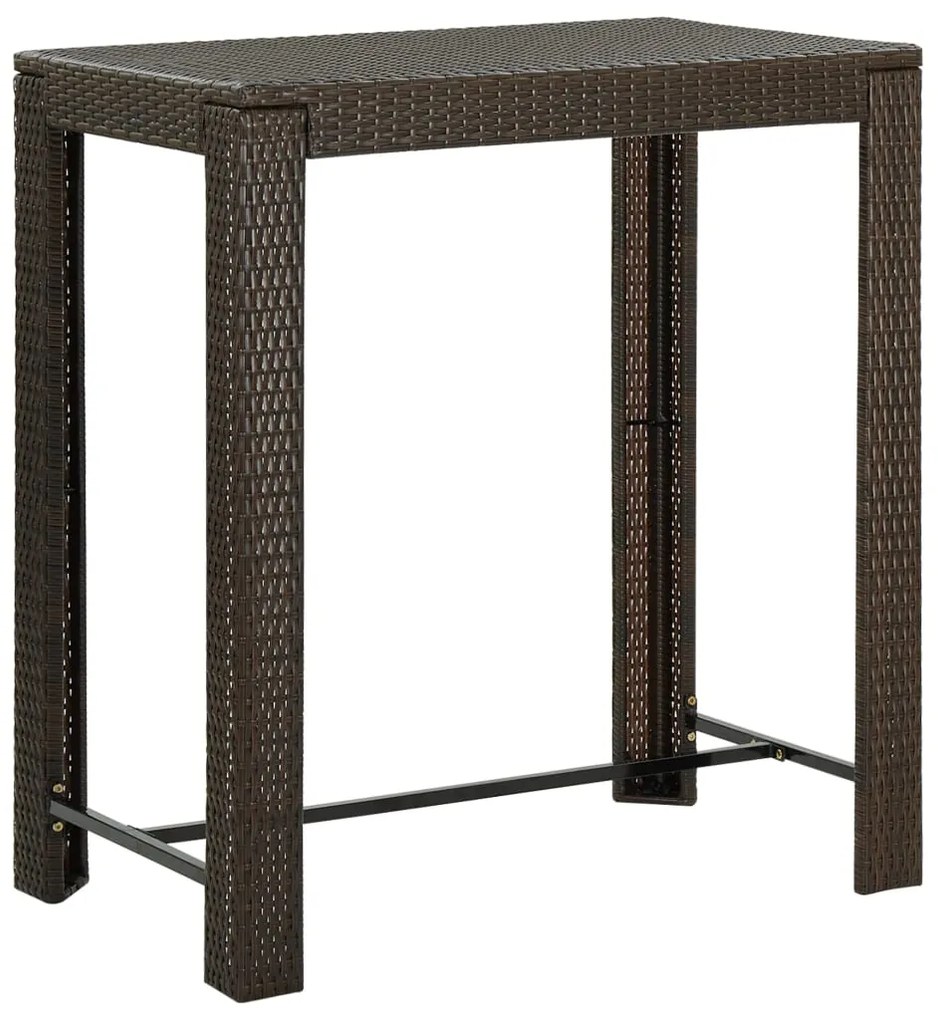 45873 vidaXL Mesa de bar para jardim 100x60,5x110,5 cm vime PE castanho