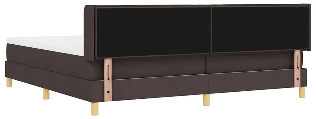 Cama Box Marrom Escuro e Branco 200 x 200 cm Tecido