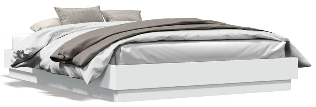 Estrutura de cama com luzes LED 140x200 cm branco