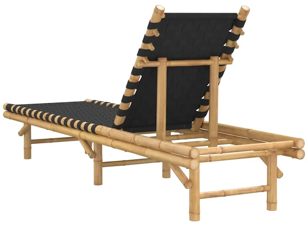 Espreguiçadeira com Tiras Pretas Entrelaçadas 55x200x30cm Bambu