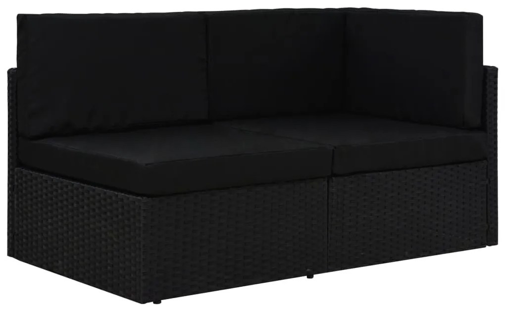 vidaXL Sofá seccional de 2 lugares vime PE preto