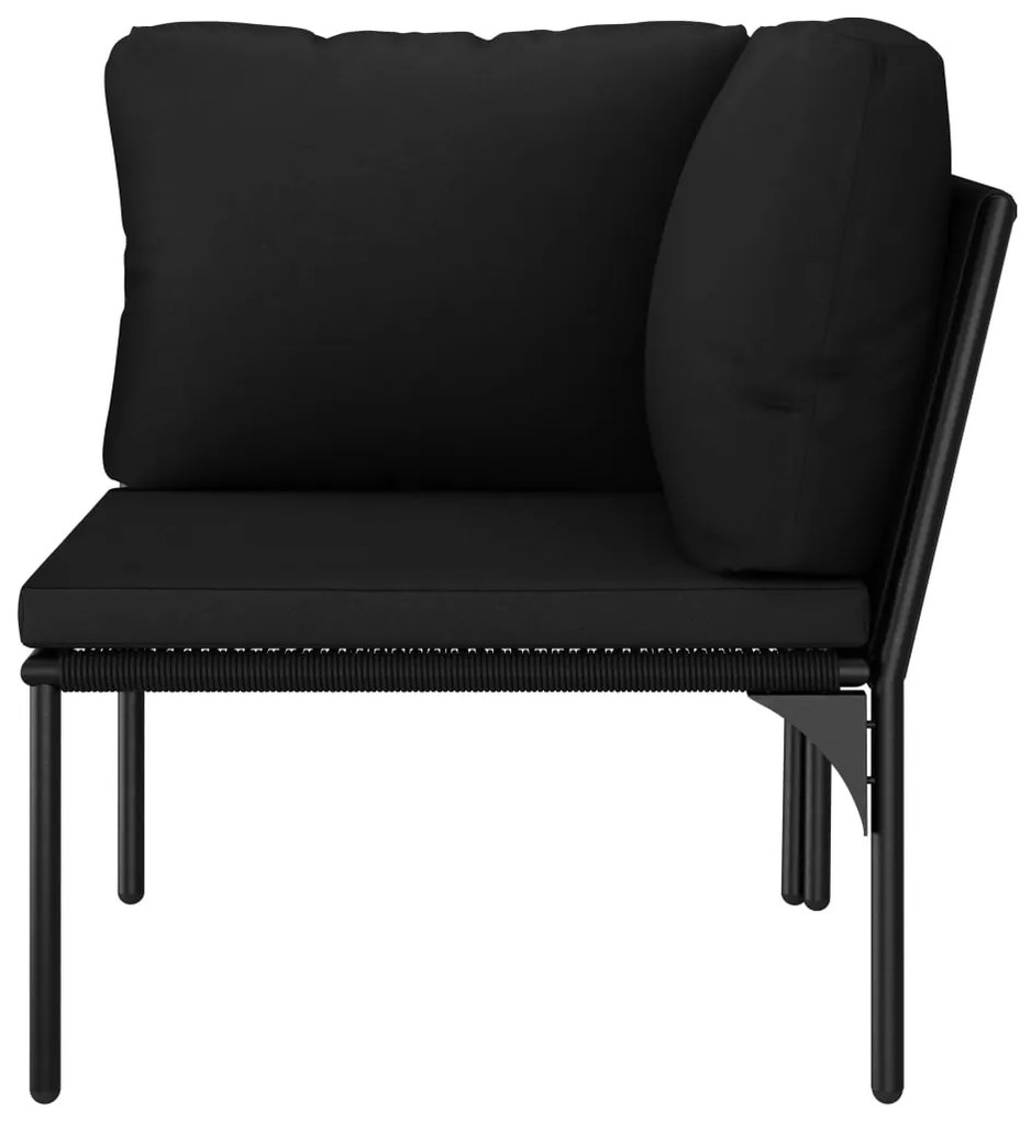 8 pcs conjunto lounge de jardim c/ almofadões PVC preto