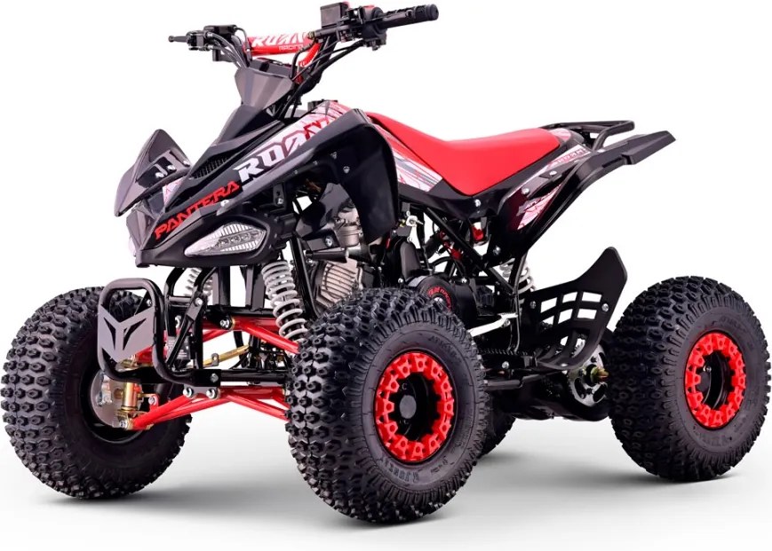 Mini moto 4 gasolina para crianças de 110cc Automática Roan Pantera R7 C/ Marcha atras e Limitador Vermelha