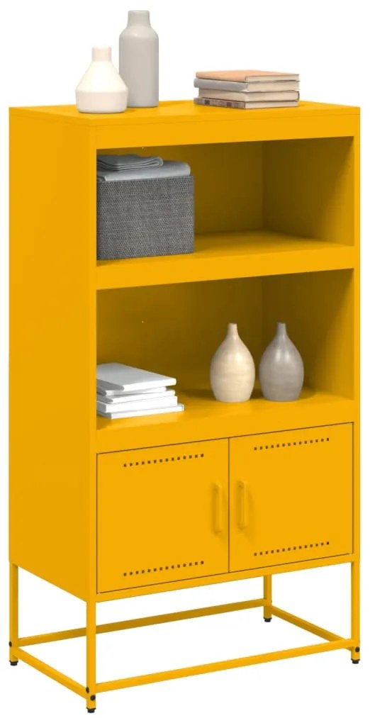 Aparador alto 68,5x38,5x123,5 cm aço amarelo mostarda