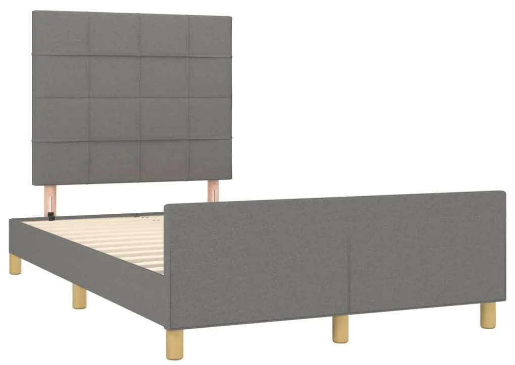 Estrutura de cama sem colchão 120x200 cm tecido cinzento-escuro