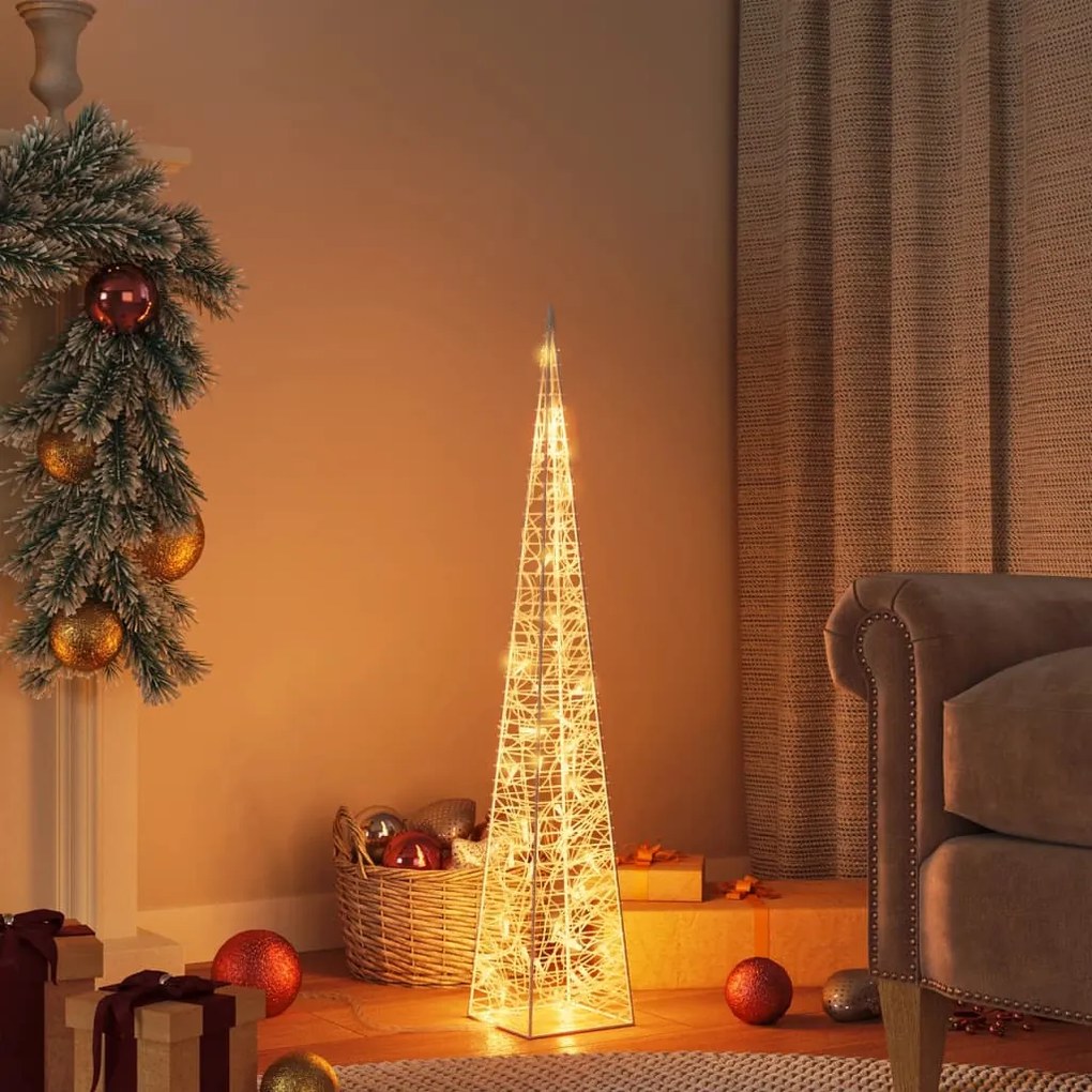 328959 vidaXL Cone de iluminação decorat. c/ LEDs acrílico 90cm branco quente