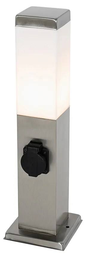 Candeeiro exterior moderno 45 cm em aço com tomada IP44 - Malios Design,Moderno