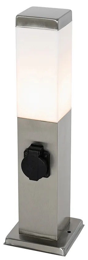 Candeeiro exterior moderno 45 cm em aço com tomada IP44 - Malios