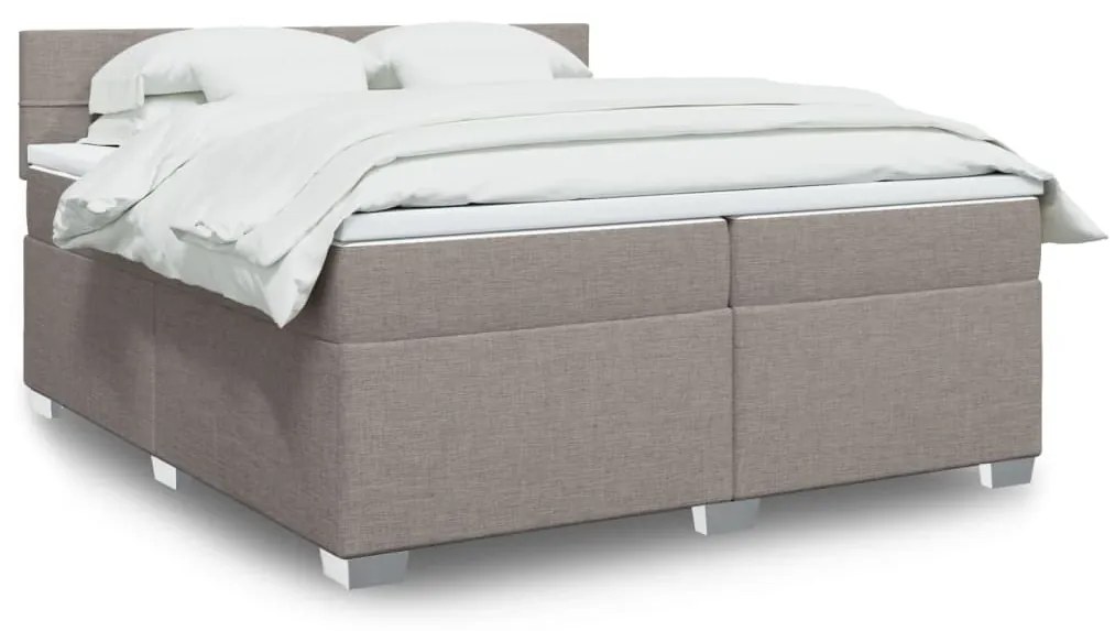 vidaXL Cama com molas/colchão 200x200 cm tecido castanho-acinzentado