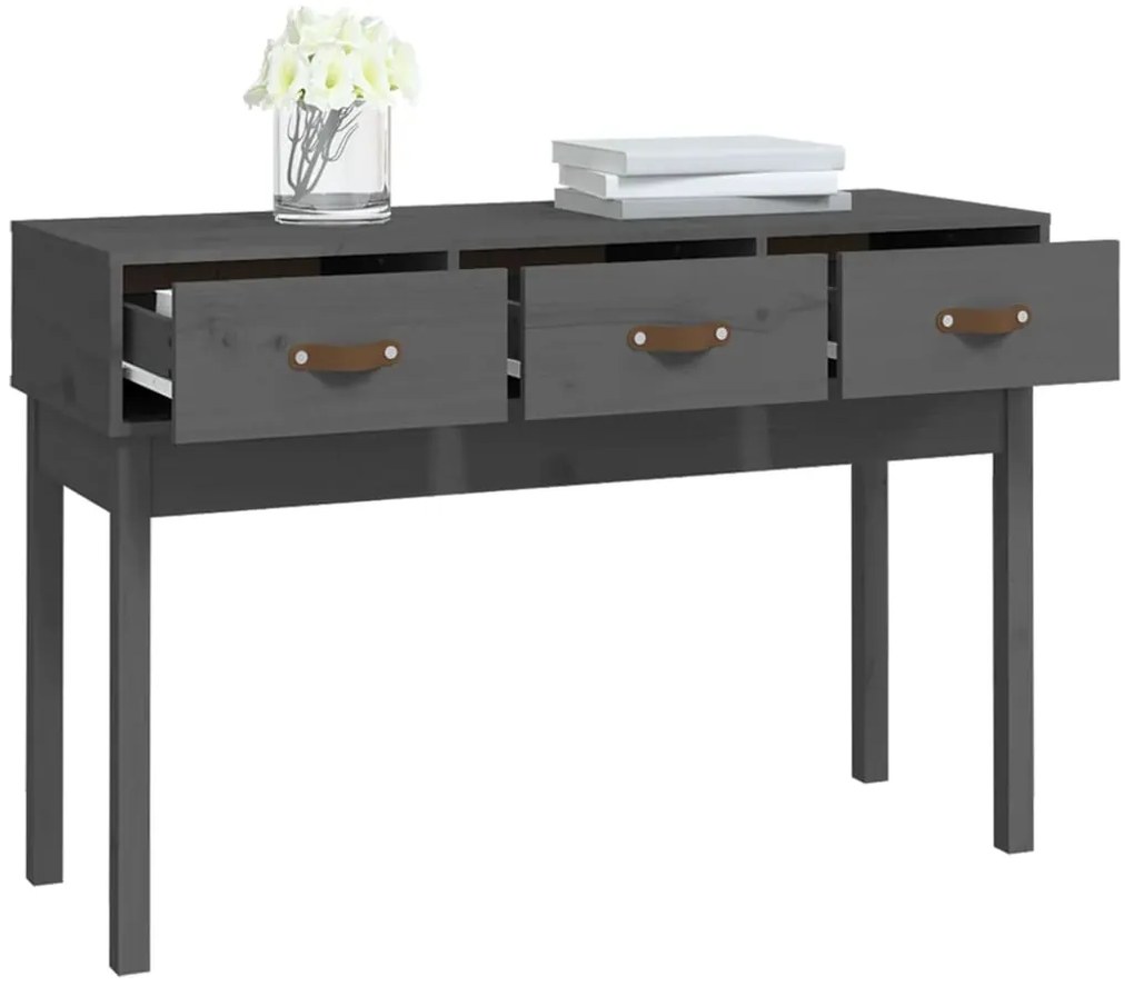 Mesa consola 114x40x75 cm madeira de pinho maciça cinzento
