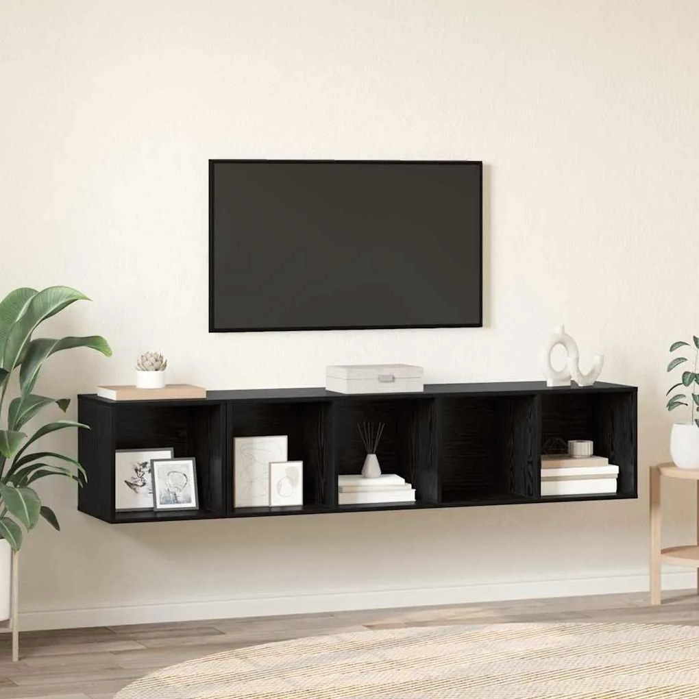 vidaXL Conjunto de Estantes para TV 2 pcs Carvalho preto