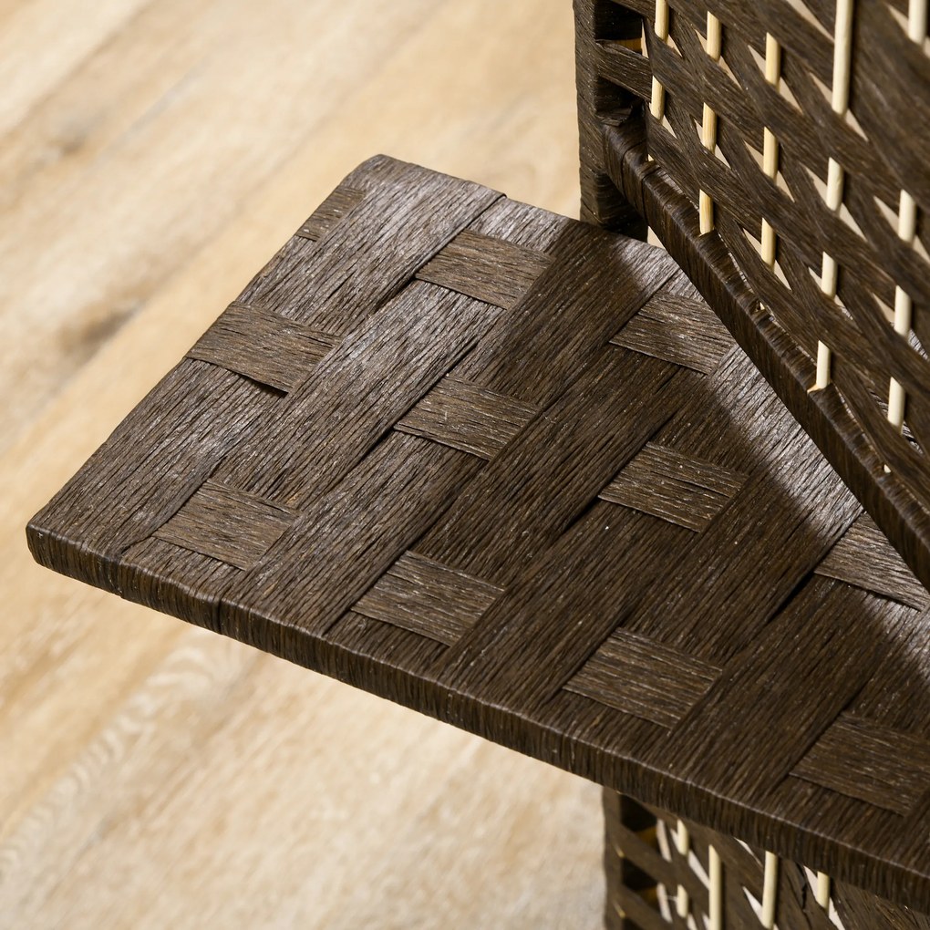 Biombo Separador de Ambientes 4 Painéis 160x170 cm com 2 Prateleiras Dobrável de Fibra de Papel Castanho