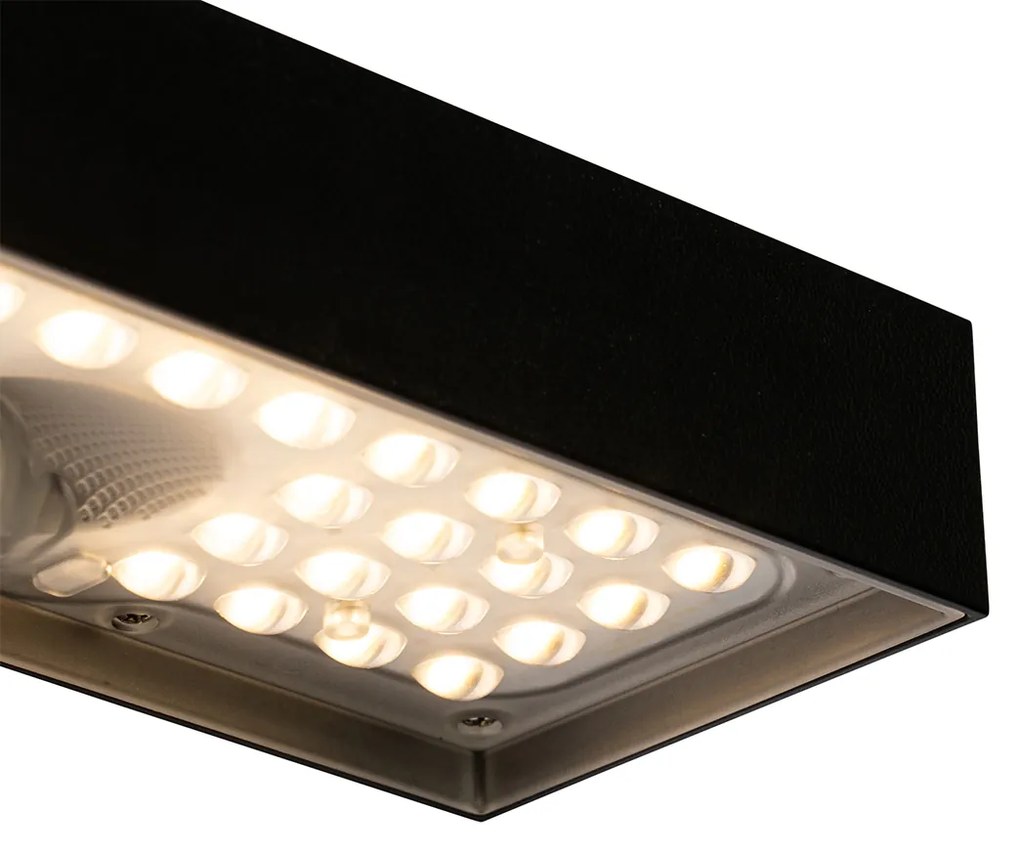 LED Candeeiro de Parede Exterior Preto com Luz Dimerizável e Sensor Solar - Kayo Moderno