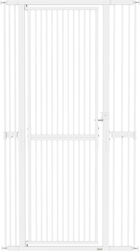 PawHut Barreira de Segurança para Cães e Gatos Extra Alta 180 cm Extensível 76-104 cm Separação 3,5 cm para Portas e Escadas Branco | Aosom Portugal