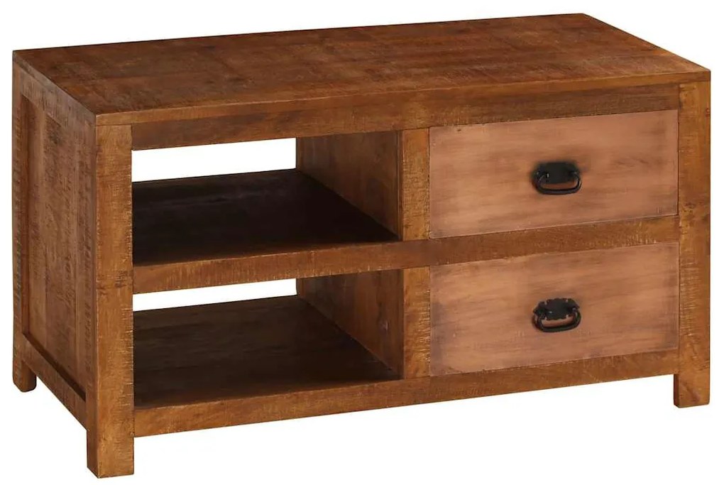 Mesa de centro c/ 2 gavetas 90x40x50cm madeira mangueira maciça