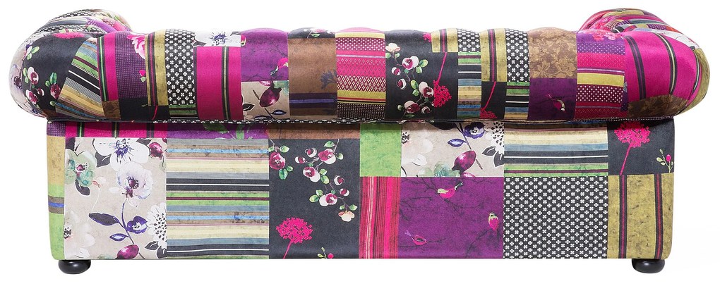 Sofá de 3 lugares em tecido patchwork violeta CHESTERFIELD Beliani