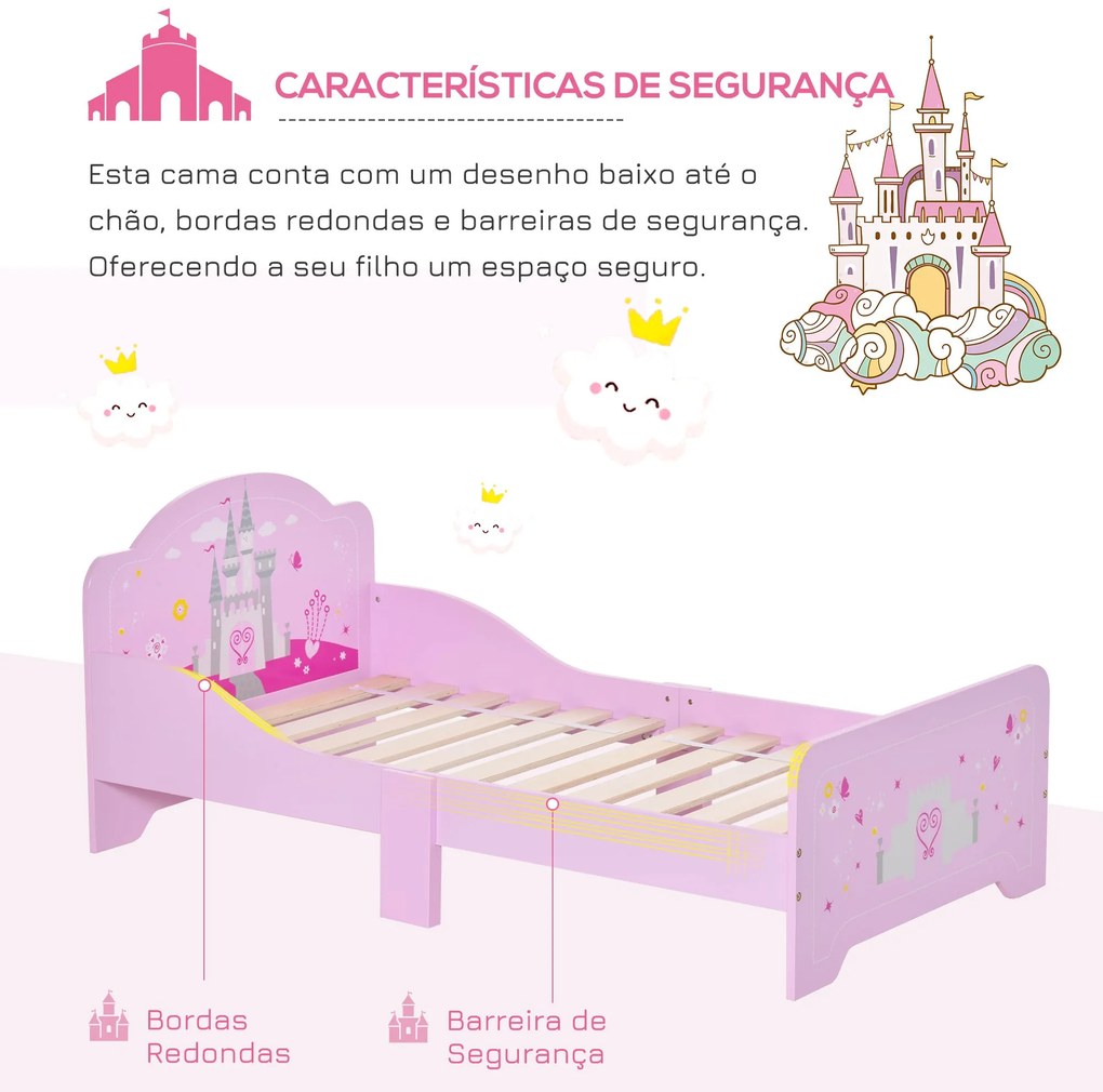 Cama Infantil acima de 3 Anos Cama para Crianças de Madeira com Barrei