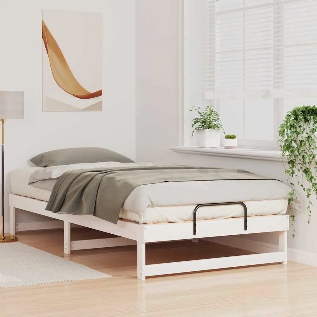 Estrutura de Cama com Alças Branco 100 x 200 cm