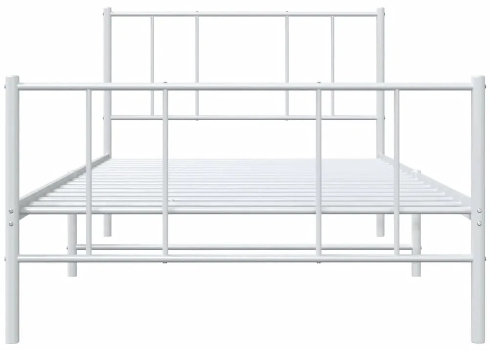 Estrutura de cama com cabeceira e pés 107x203 cm metal branco