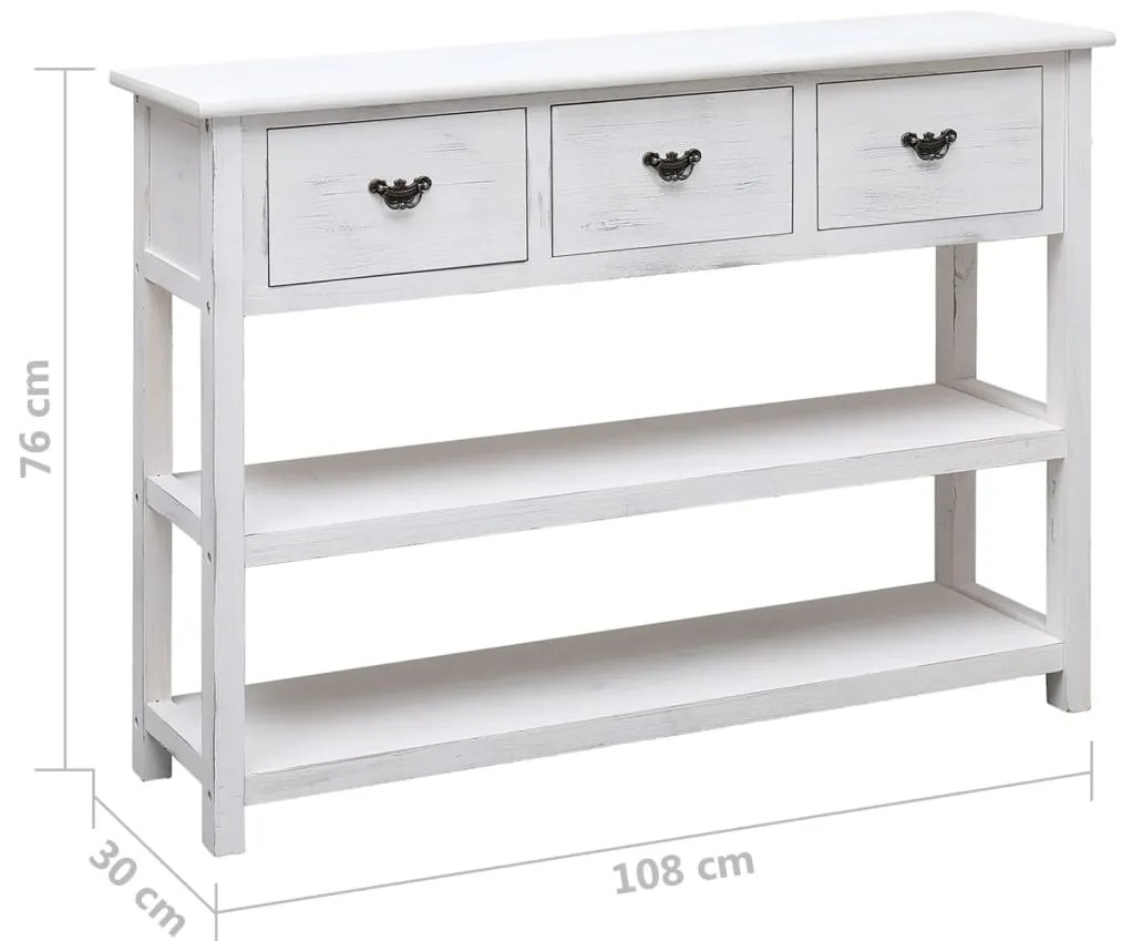 Aparador 108x30x76 cm madeira paulownia maciça branco