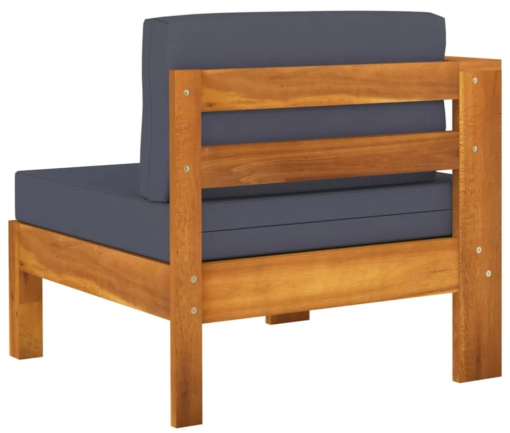 8 pcs conj. lounge de jardim c/ almofadões cinza-escuro acácia