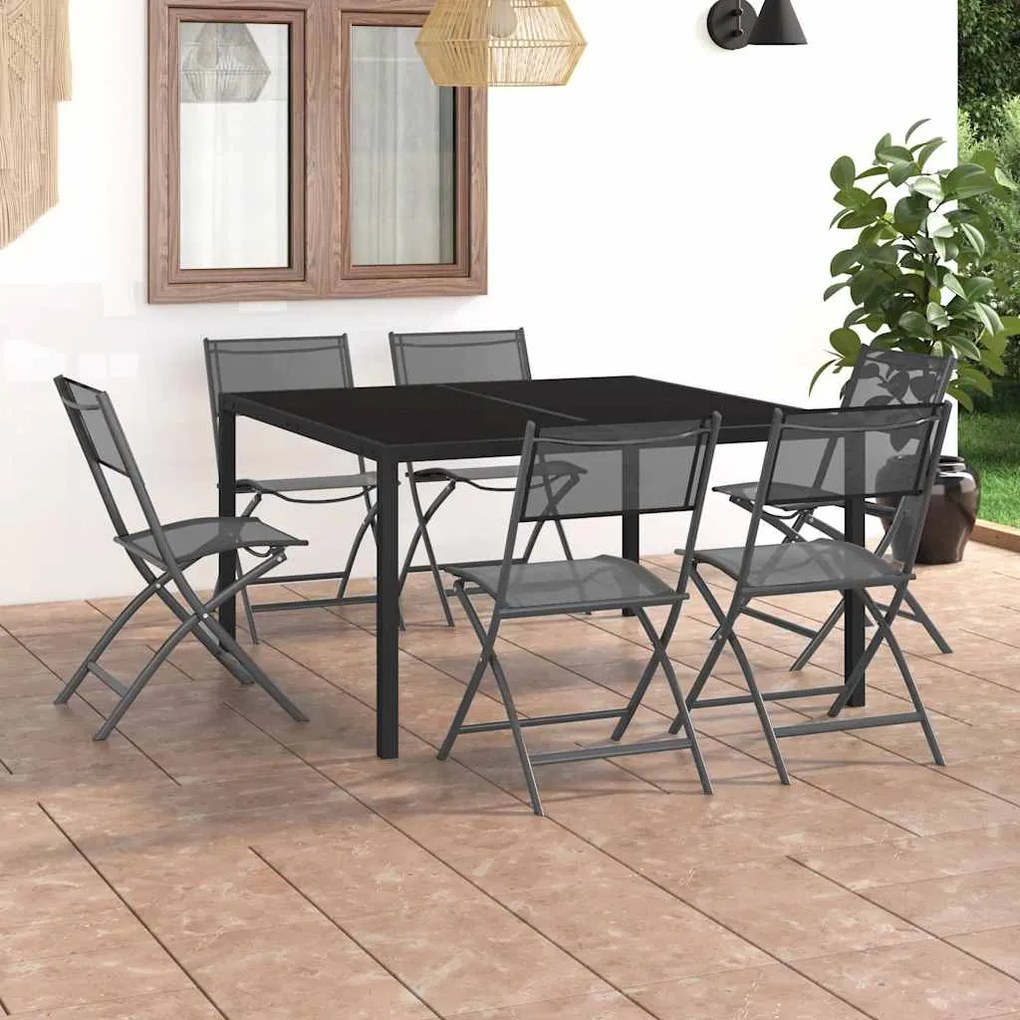 vidaXL 7 pcs conjunto de jantar para exterior aço