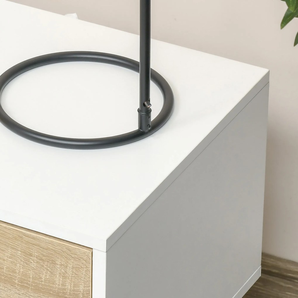 HOMCOM Conjunto de 2 Mesas de Cabeceira Mesa Auxiliar com 1 Gaveta e Prateleira de Armazenamento para Dormitório Sala de Estar Escritório Estilo Moderno 50x39x51cm Branco e Carvalho