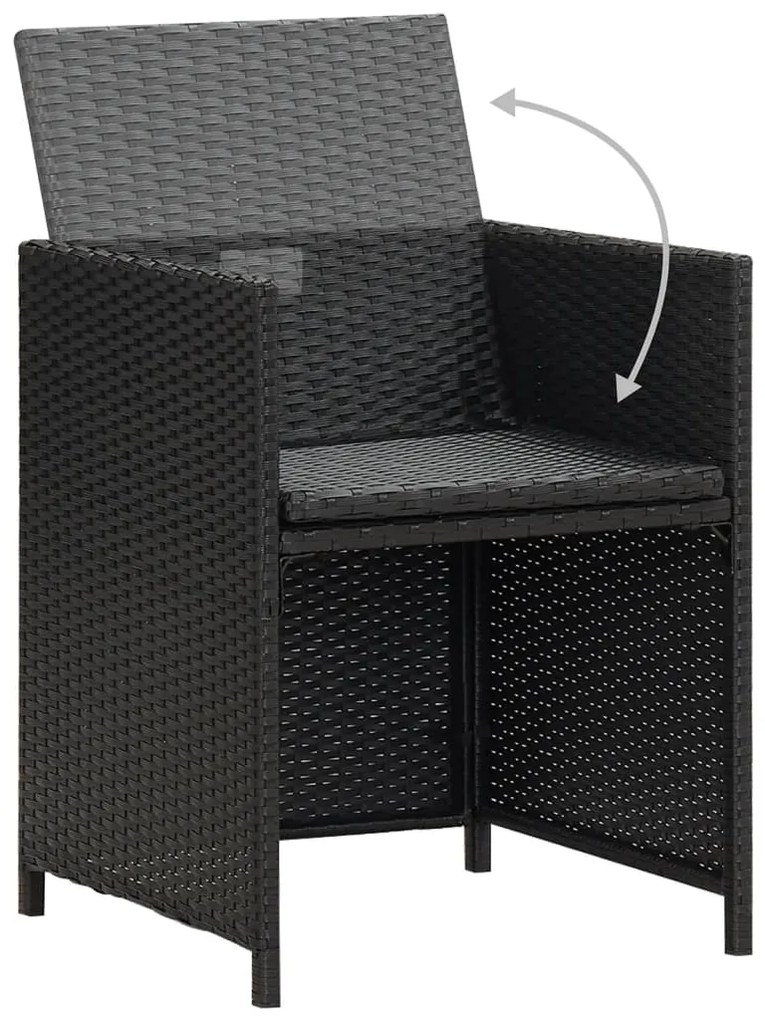 Cadeiras de jantar p/ jardim com almofadões 4 pcs vime PE preto