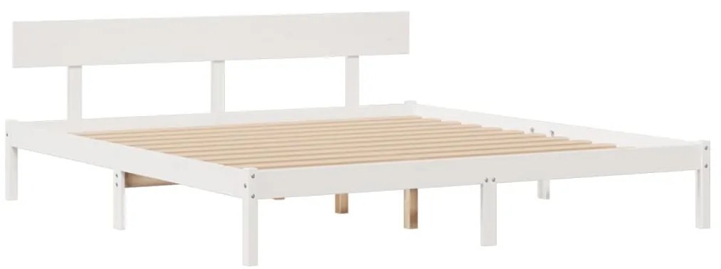 Cama com estante sem colchão 200x200 cm pinho maciço branco