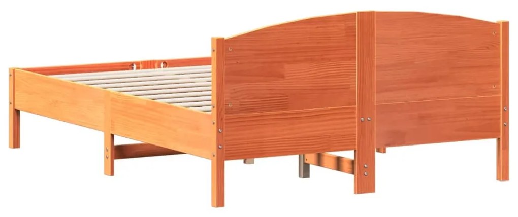 Cama sem colchão 140x190 cm pinho maciço castanho-mel