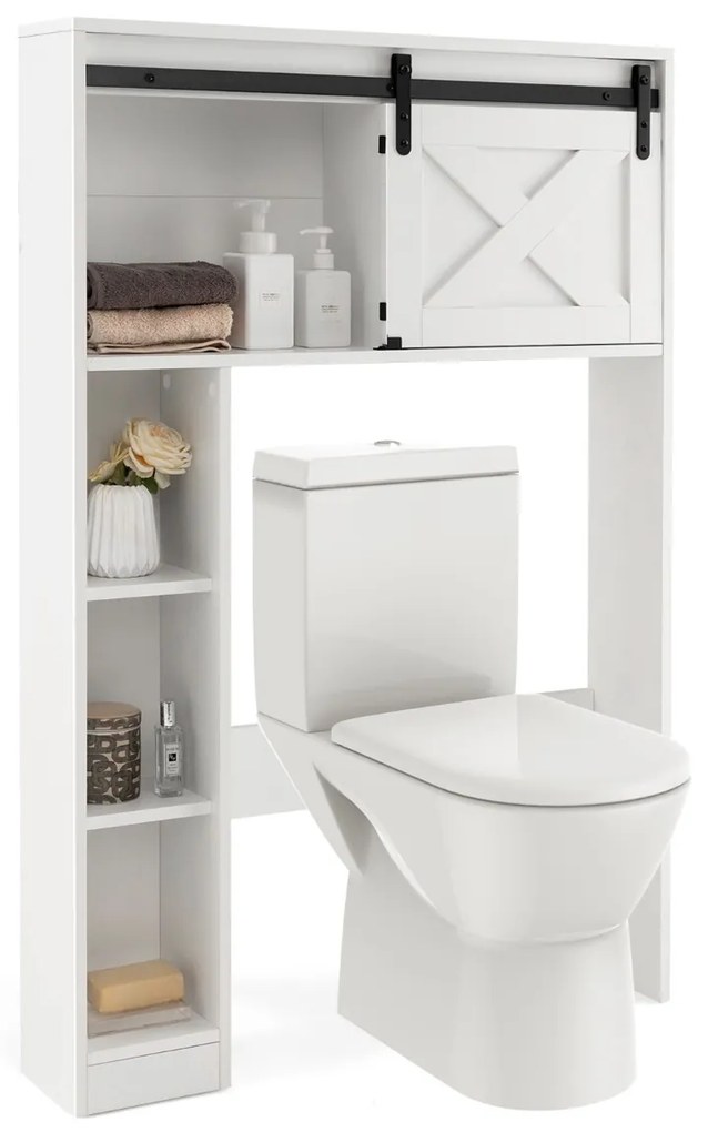 Armario de casa de banho para sanita com prateleiras nas portas 84 x 17 x 128 cm Branco