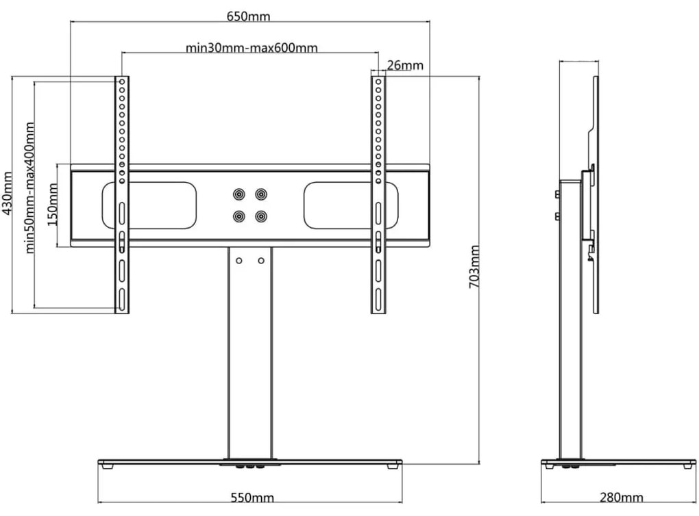 Suporte TV pedestal p/ ecrãs de 37-55" Max VESA 600x400mm 40kg