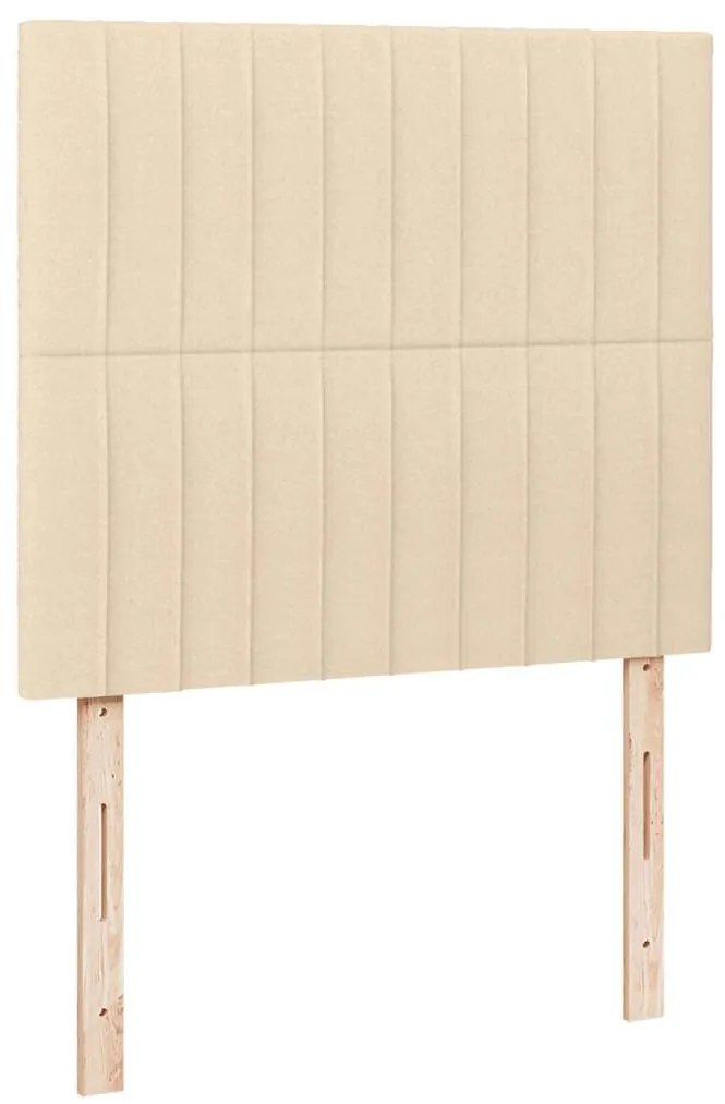 Cama box spring c/ colchão e LED 120x190 cm tecido cor creme
