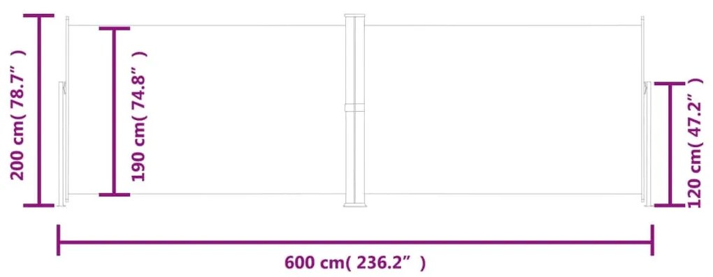 Toldo lateral retrátil 200x600 cm azul