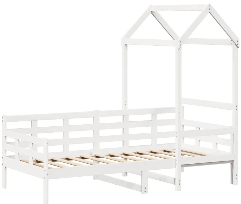 Sofá-cama com telhado 80x200 cm madeira de pinho maciça branco