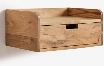 Mesinha De Cabeceira Flutuante 45x30 Cm Em Madeira De Acácia Narbona Castanho Acácia Rústico - Sklum
