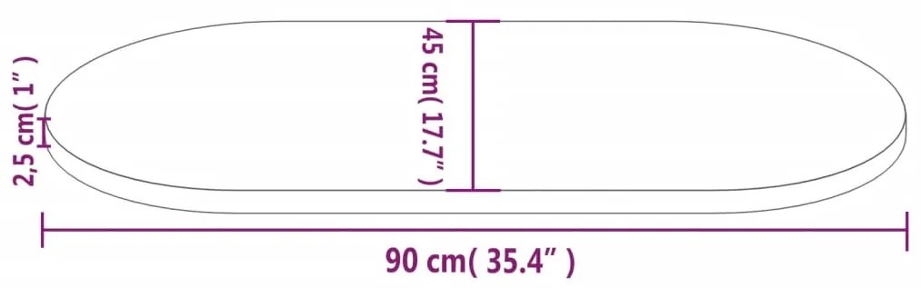 Tampo de mesa oval 90x45x2,5 cm madeira de pinho maciça