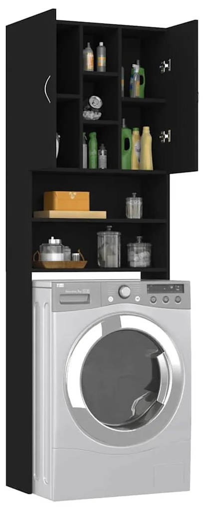 Armário máquina de lavar roupa 64x25,5x190 cm preto