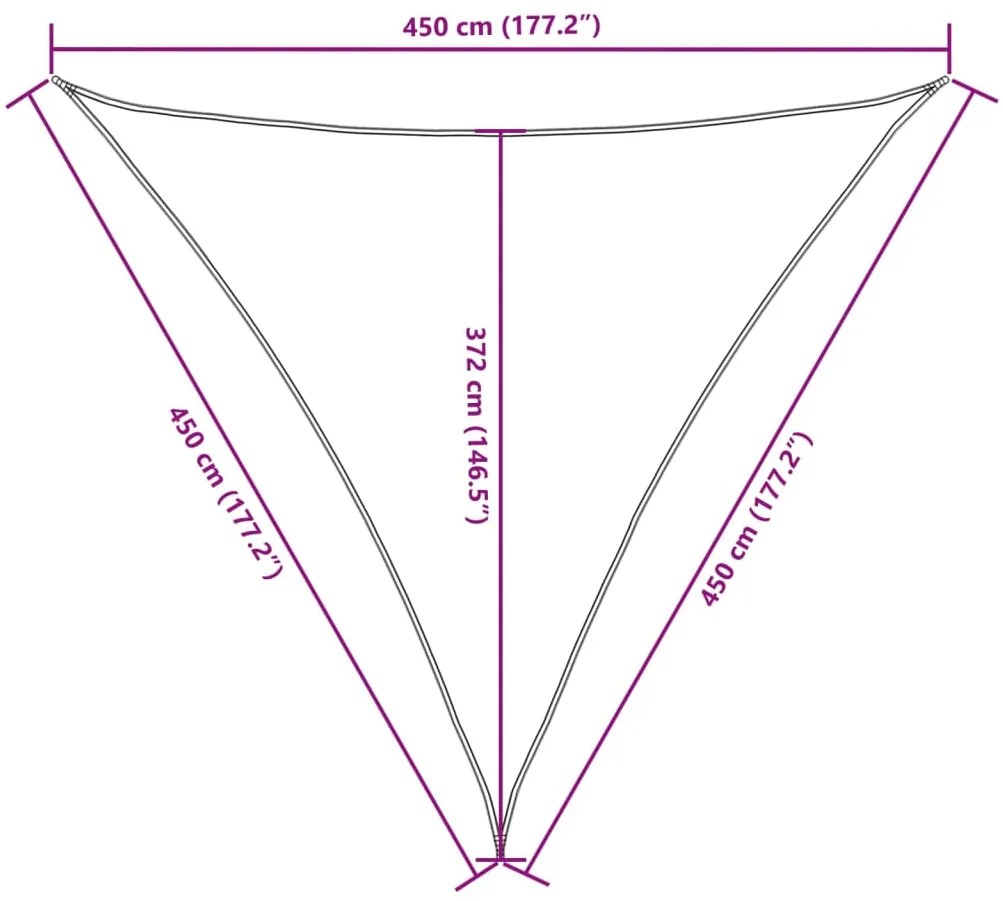 Para-sol vela tecido oxford triangular 4,5x4,5x4,5 m amarelo
