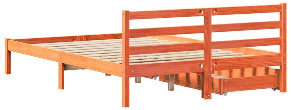 Cama sem colchão 140x190 cm pinho maciço castanho-mel