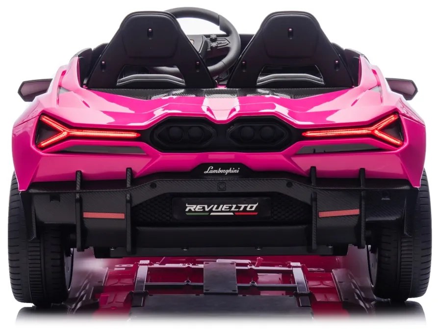 Carro elétrico para Crianças 2 Lugares Lamborghini Revuelto XL STRONG 24V, Rodas AR bombeado, Assento Couro ecológico Rosa