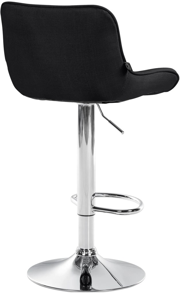 Banco alto em tecido com estrutura prateada 85-106 x 49 x 51 cm preto