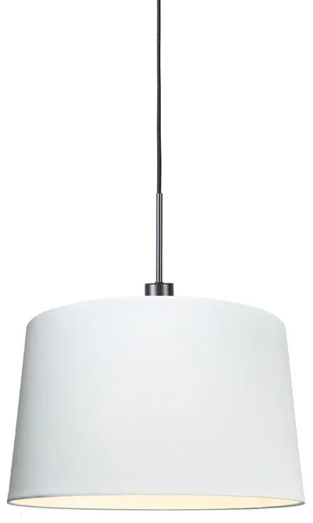 Candeeiro de suspensão moderno preto com abajur 45 cm branco - Combi 1 Design,Moderno