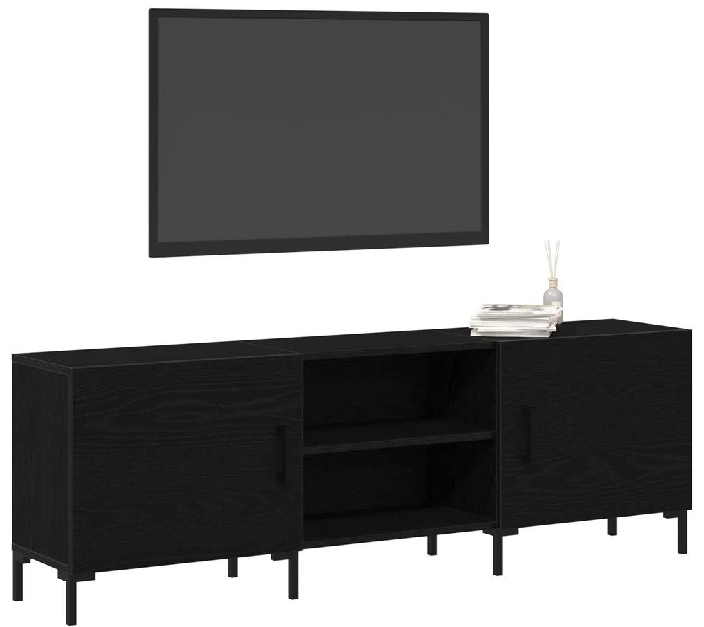Armário para TV vidaXL Preta Carvalho 150x30x50 cm em Madeira Derivada