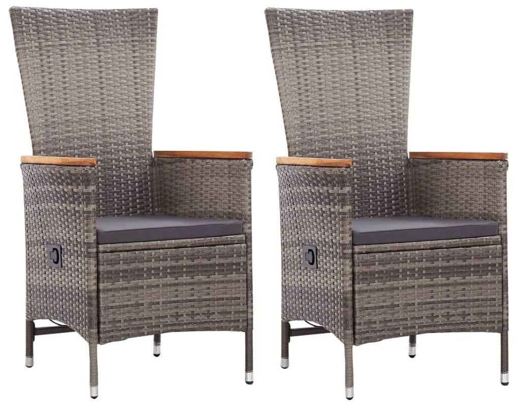 vidaXL Cadeiras de exterior 2 pcs com almofadões vime PE cinzento
